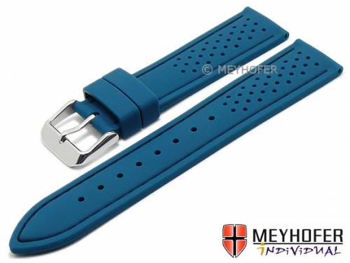 Uhrenarmband -Veteli- 20mm petrolblau Silikon Racing-Look schwarze Naht von MEYHOFER (Schlie�enansto� 18 mm) - Bild vergr��ern 