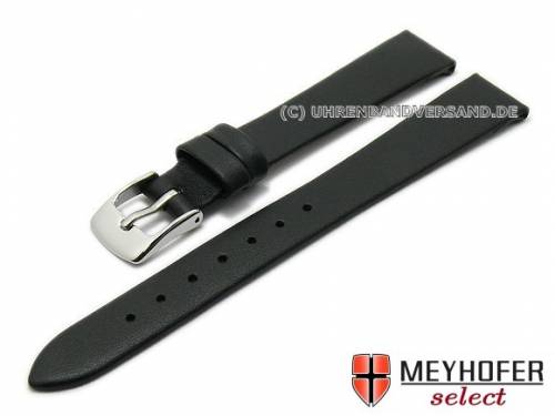 Uhrenarmband -Cartaya- 11mm schwarz Kalb-Nappaleder glatt matt von MEYHOFER (Schlie�enansto� 08 mm) - Bild vergr��ern 