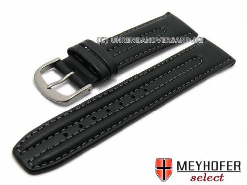 Uhrenarmband -Accra- 22mm schwarz mit Titanschlie�e Sattelleder von MEYHOFER (Schlie�enansto� 20 mm) - Bild vergr��ern 