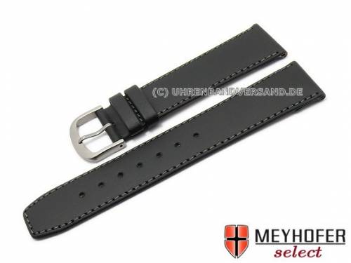 Uhrenarmband -Levanto- 16mm schwarz Leder graue Naht mit Titanschlie�e von MEYHOFER (Schlie�enansto� 14 mm) - Bild vergr��ern 