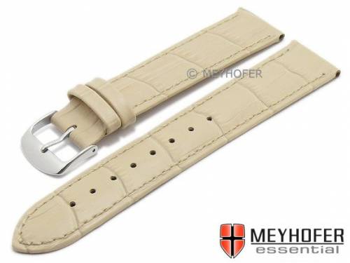 Uhrenarmband -Davos- 24mm beige Leder Alligator-Pr�gung abgen�ht von MEYHOFER (Schlie�enansto� 22 mm) - Bild vergr��ern 