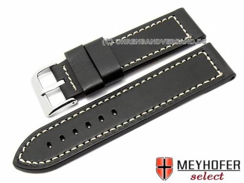 Uhrenarmband -Menaggio- 22mm schwarz Sattelleder glatt helle Naht von MEYHOFER (Schlie�enansto� 22 mm) - Bild vergr��ern 