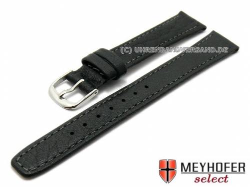 Uhrenarmband -Avintes- 14mm schwarz Leder fein genarbt von MEYHOFER (Schlie�enansto� 12 mm) - Bild vergr��ern 