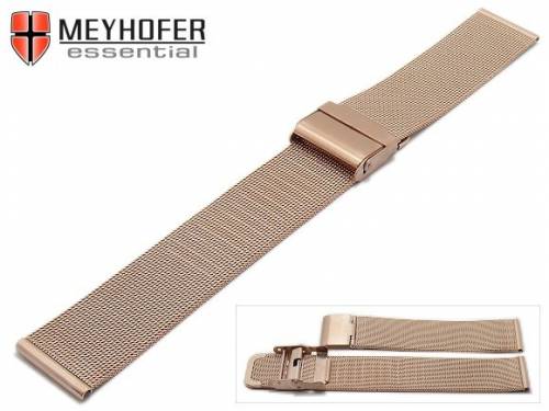 Uhrenarmband -Villach- 16mm Milanaise ros�goldfarben feines Geflecht geb�rstet mit Schiebeverschlu� von MEYHOFER - Bild vergr��ern 