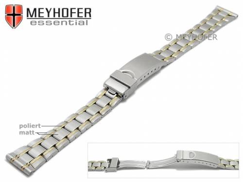 Uhrenarmband -Greenville- 14mm bicolor Edelstahl gefaltet teilweise poliert mit Faltschlie�e von MEYHOFER - Bild vergr��ern 
