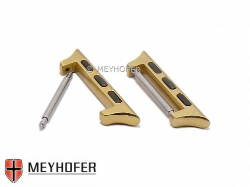 1 Paar Uhrenarmband-Adapter -Cupertino- 42/44mm f�r APPLE-Watches goldfarben f�r Band-Stegbreite 22 mm von MEYHOFER - Bild vergr��ern 