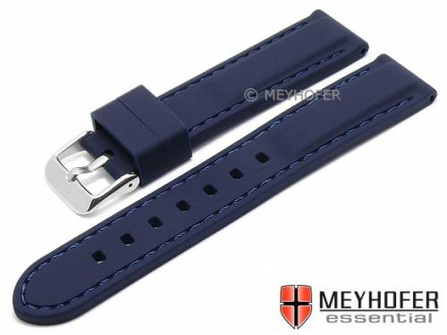 Uhrenarmband -Brossard Classic- 24mm dunkelblau Silikon glatt matt abgen�ht von MEYHOFER (Schlie�enansto� 22 mm) - Bild vergr��ern 
