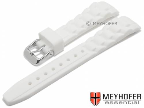Uhrenarmband -Leeds- 17mm wei� Silikon wasserfest matt mit Rundansto� von MEYHOFER (Schlie�enansto� 14 mm) - Bild vergr��ern 