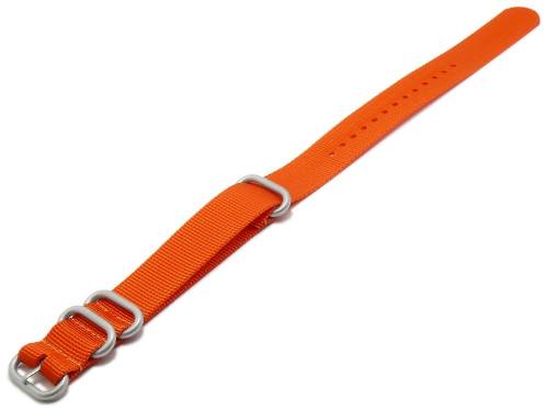 Uhrenarmband -Pasadena- 24mm orange Synthetik/Textil NATO Zulu-Style 3 Metallschlaufen Durchzugsband von MEYHOFER - Bild vergr��ern 