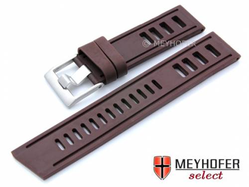 Uhrenarmband -Palau- 22mm dunkelbraun Silikon glatt matt Lochmuster von MEYHOFER (Schlie�enansto� 22 mm) - Bild vergr��ern 
