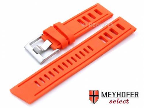 Uhrenarmband -Palau- 22mm orange Silikon glatt matt Lochmuster von MEYHOFER (Schlie�enansto� 22 mm) - Bild vergr��ern 