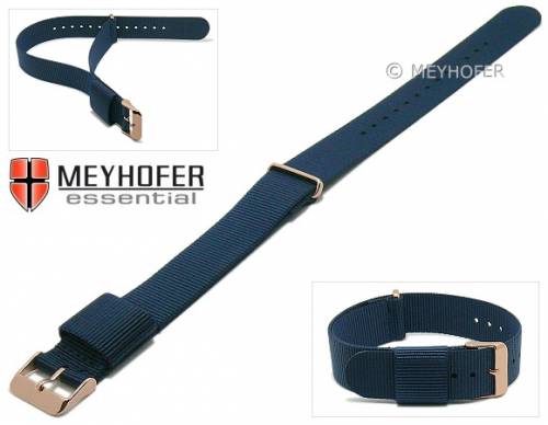 Uhrenarmband -Hartford- 20mm dunkelblau Textil/Synthetik Durchzugsband NATO-Style ros�goldfarbene Schlie�e von MEYHOFER - Bild vergr��ern 