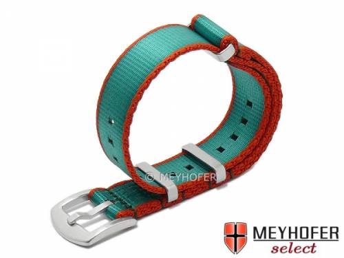 Uhrenarmband -Willisburg- 22mm gr�n/orange Textil/Synthetik Durchzugsband im NATO-Style von MEYHOFER - Bild vergr��ern 
