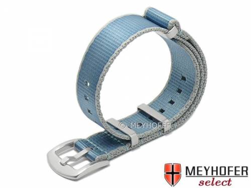 Uhrenarmband -Willisburg- 22mm hellblau/grau Textil/Synthetik Durchzugsband im NATO-Style von MEYHOFER - Bild vergr��ern 
