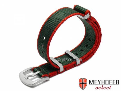 Uhrenarmband -Willisburg- 20mm oliv/rot Textil/Synthetik Durchzugsband im NATO-Style von MEYHOFER - Bild vergr��ern 