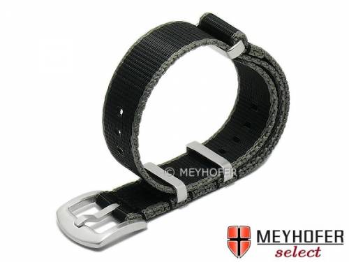 Uhrenarmband XL -Montijo- 20mm schwarz/grau Textil/Synthetik Durchzugsband im NATO-Style von MEYHOFER - Bild vergrern 