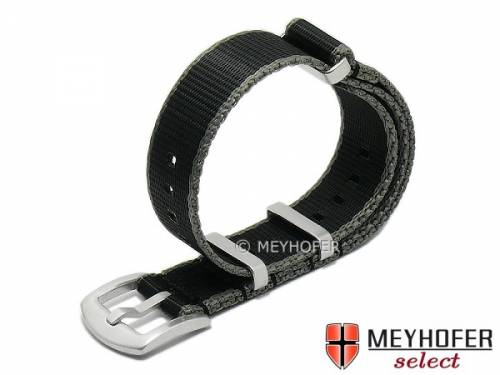 Uhrenarmband -Willisburg- 22mm schwarz/grau Textil/Synthetik Durchzugsband im NATO-Style von MEYHOFER - Bild vergr��ern 