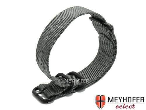 Uhrenarmband -Escondido- 24mm grau Synthetik/Textil NATO Zulu-Style schwarze Metallschlaufen Durchzugsband von MEYHOFER - Bild vergr��ern 