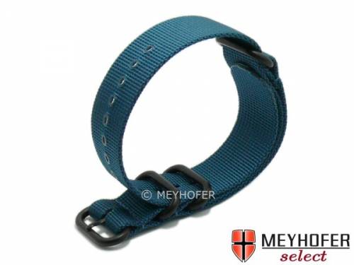 Uhrenarmband -Escondido- 24mm blau Synthetik/Textil NATO Zulu-Style schwarze Metallschlaufen Durchzugsband von MEYHOFER - Bild vergr��ern 