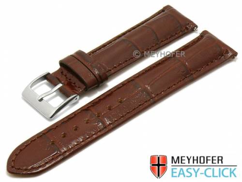 Meyhofer EASY-CLICK Uhrenarmband -Everglades- 18mm dunkelbraun Leder Alligator-Pr�gung abgen�ht (Schlie�enansto� 16 mm) - Bild vergr��ern 