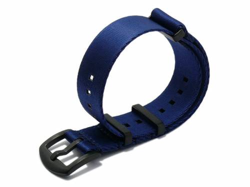Uhrenarmband -Benicia- 22mm dunkelblau Textil/Synthetik Durchzugsband im NATO-Style schwarze Breitdornschlie�e MEYHOFER - Bild vergr��ern 