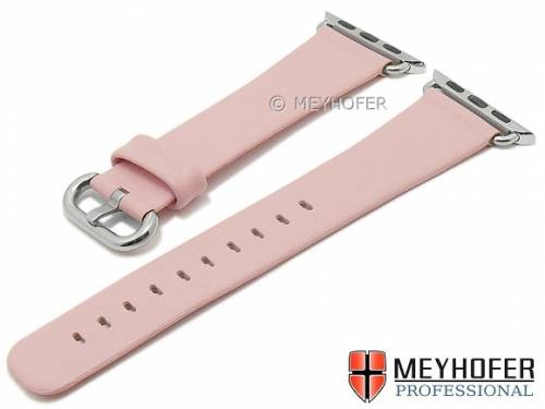 Uhrenarmband -Brunswick- 21mm pink Leder mit APPLE-Adapter 38 mm von MEYHOFER (Schlie�enansto� 18 mm) - Bild vergr��ern 