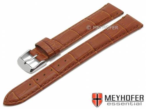 Uhrenarmband XL superlang -Covington- 20mm mittelbraun Leder Alligator-Pr�gung abgen�ht MEYHOFER (Schlie�enansto� 18 mm) - Bild vergr��ern 