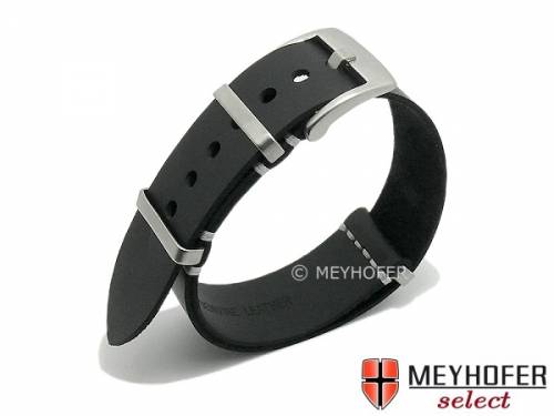 Uhrenarmband -Meadville- 20mm schwarz Leder NATO-Style Durchzugsband von MEYHOFER - Bild vergrern 