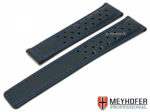 Uhrenarmband -Guernsey- 18mm dunkelblau Leder Racing-Look abgen�ht f�r Faltschlie�e MEYHOFER (Schlie�enansto� 16 mm) - Bild vergr��ern 