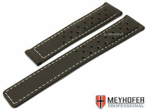 Uhrenarmband -Guernsey- 18mm dunkelbraun Leder Racing-Look helle Naht f�r Faltschlie�e MEYHOFER (Schlie�enansto� 16 mm) - Bild vergr��ern 