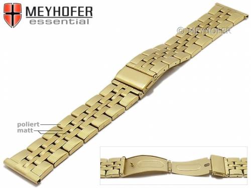 Uhrenarmband -Bellingham- 24mm goldfarben Edelstahl gefaltet Massiv-Look teilweise poliert von MEYHOFER - Bild vergrern 