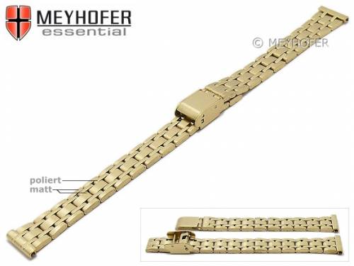 Uhrenarmband -Lansing- 14mm goldfarben Edelstahl gefaltet teilweise poliert mit Schiebeverschlu� von MEYHOFER - Bild vergr��ern 
