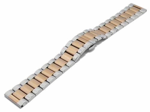 Uhrenarmband -Batavia- 20mm bicolor stahl/ros�golden Edelstahl massiv teilweise poliert Butterfly-Schlie�e von MEYHOFER - Bild vergr��ern 