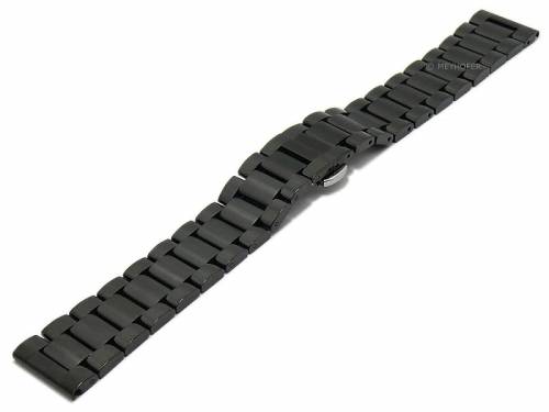 Uhrenarmband -Batavia- 18mm schwarz Edelstahl massiv teilweise poliert Butterfly-Schlie�e von MEYHOFER - Bild vergr��ern 