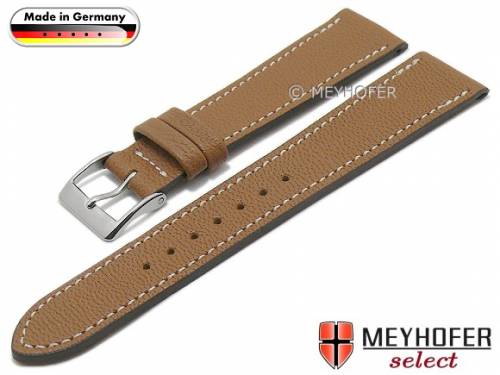 Uhrenarmband -Neunburg- 18mm mittelbraun Ziegen-Leder genarbt helle Naht von MEYHOFER (Schlie�enansto� 16 mm) - Bild vergr��ern 