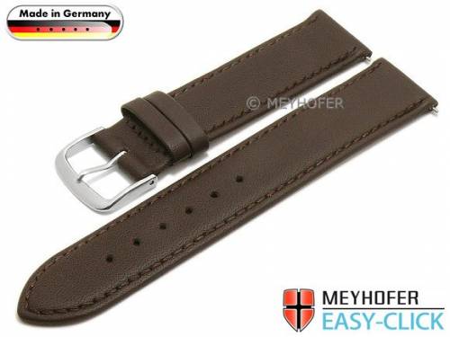 Uhrenarmband Meyhofer EASY-CLICK -Bonn- 20mm dunkelbraun Leder abgenht (Schlieenansto 20 mm) - Bild vergrern 