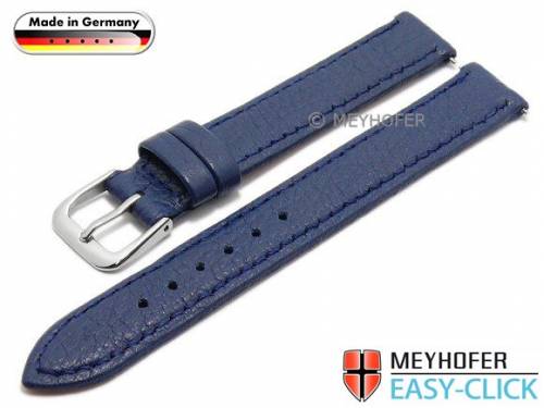 Uhrenarmband Meyhofer EASY-CLICK -Neuss- 14mm dunkelblau Hirsch-Leder genarbt abgen�ht (Schlie�enansto� 14 mm) - Bild vergr��ern 