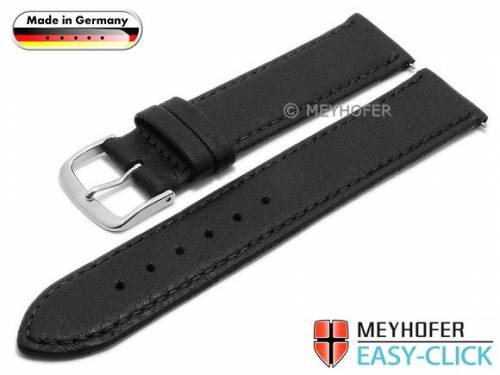 Uhrenarmband Meyhofer EASY-CLICK -Neuss- 16mm schwarz Hirsch-Leder genarbt abgenht (Schlieenansto 16 mm) - Bild vergrern 