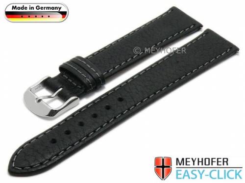 Uhrenarmband Meyhofer EASY-CLICK XL -Scheidt- 18mm schwarz Leder grob genarbt abgen�ht (Schlie�enansto� 16 mm) - Bild vergr��ern 