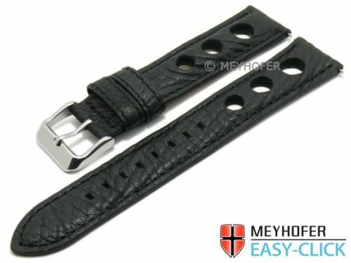 Uhrenarmband Meyhofer EASY-CLICK -Braga- 20mm schwarz Leder Racing-Look abgen�ht (Schlie�enansto� 18 mm) - Bild vergr��ern 
