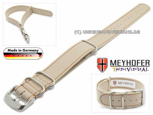 Uhrenarmband -Hohenfels- 20mm beige Synthetik Jeans-Look braune Naht Durchzugsband von Meyhofer - Bild vergr��ern 