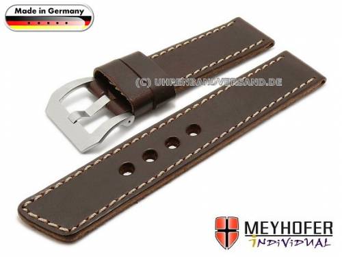 ABVERKAUF: Uhrenarmband -Arlington- 24mm dbraun Rindleder glatt helle Naht Meyhofer (Schlie�enansto� 24 mm) - Bild vergr��ern 