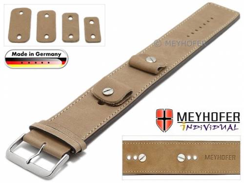 Uhrenarmband -Magdeburg- 14-16-18-20mm Wechselansto� beige Leder Antik-Look abgen�ht Unterlagenband Meyhofer - Bild vergr��ern 