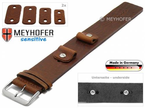 Uhrenarmband -Starnberg- 14-16-18-20mm Wechselansto� mittelbraun Leder Antik-Look vegetabil Unterlagenband von Meyhofer - Bild vergr��ern 