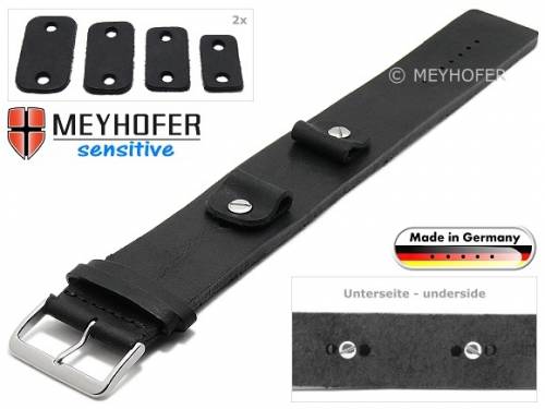 Uhrenarmband -Starnberg- 14-16-18-20mm Wechselansto� schwarz Leder Antik-Look vegetabil Unterlagenband von Meyhofer - Bild vergr��ern 