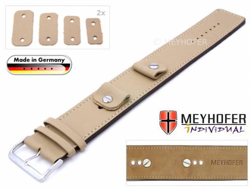HANDMADE IN GERMANY: Uhrenarmband -Arnbruck- 14-16-18-20mm Wechselansto� beige Leder glatt Unterlagenband von Meyhofer - Bild vergr��ern 
