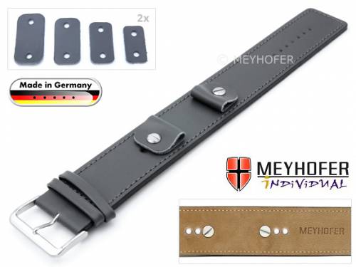 HANDMADE IN GERMANY: Uhrenarmband -Arnbruck- 14-16-18-20mm Wechselansto� d.grau Leder glatt Unterlagenband von Meyhofer - Bild vergr��ern 