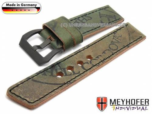 Uhrenarmband -Austin- 20mm dunkelgr�n Cordovan Leder schwarze Naht Meyhofer (Schlie�enansto� 20 mm) - Bild vergr��ern 
