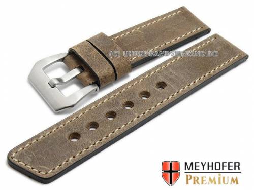 Uhrenarmband -Laredo- 22mm beige Leder Antik-Look helle Naht von MEYHOFER (Schlie�enansto� 22 mm) - Bild vergr��ern 