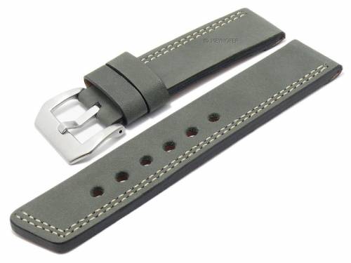 Uhrenarmband -Malaga- 22mm dunkelgrau Leder Antik-Look helle einseitige Doppelnaht von MEYHOFER (Schlie�enansto� 22 mm) - Bild vergr��ern 